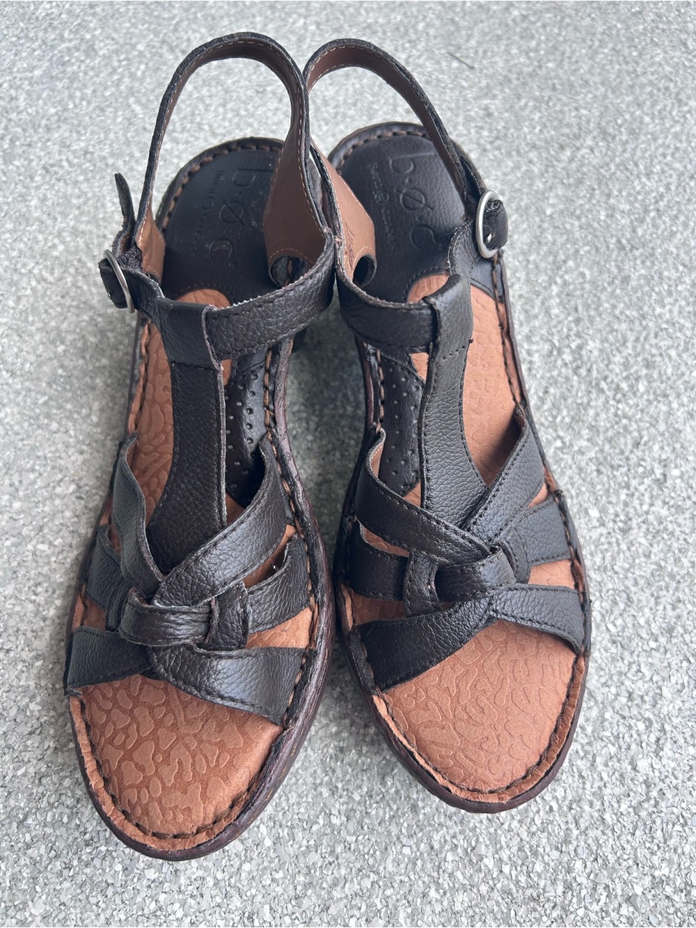 NWOT B.O.C. Women's Dark Brown Leather Slingback Sandals Size EU 39 / US 8